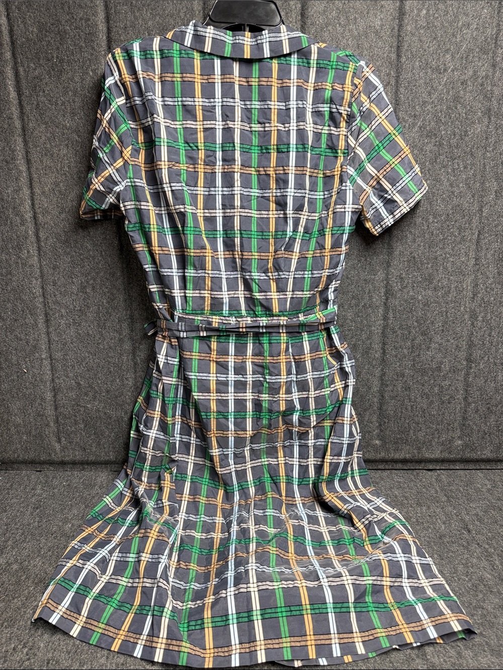 Munthe Green Plaid Midi Wrap Dress with Tie Waist - Picture 3 of 7